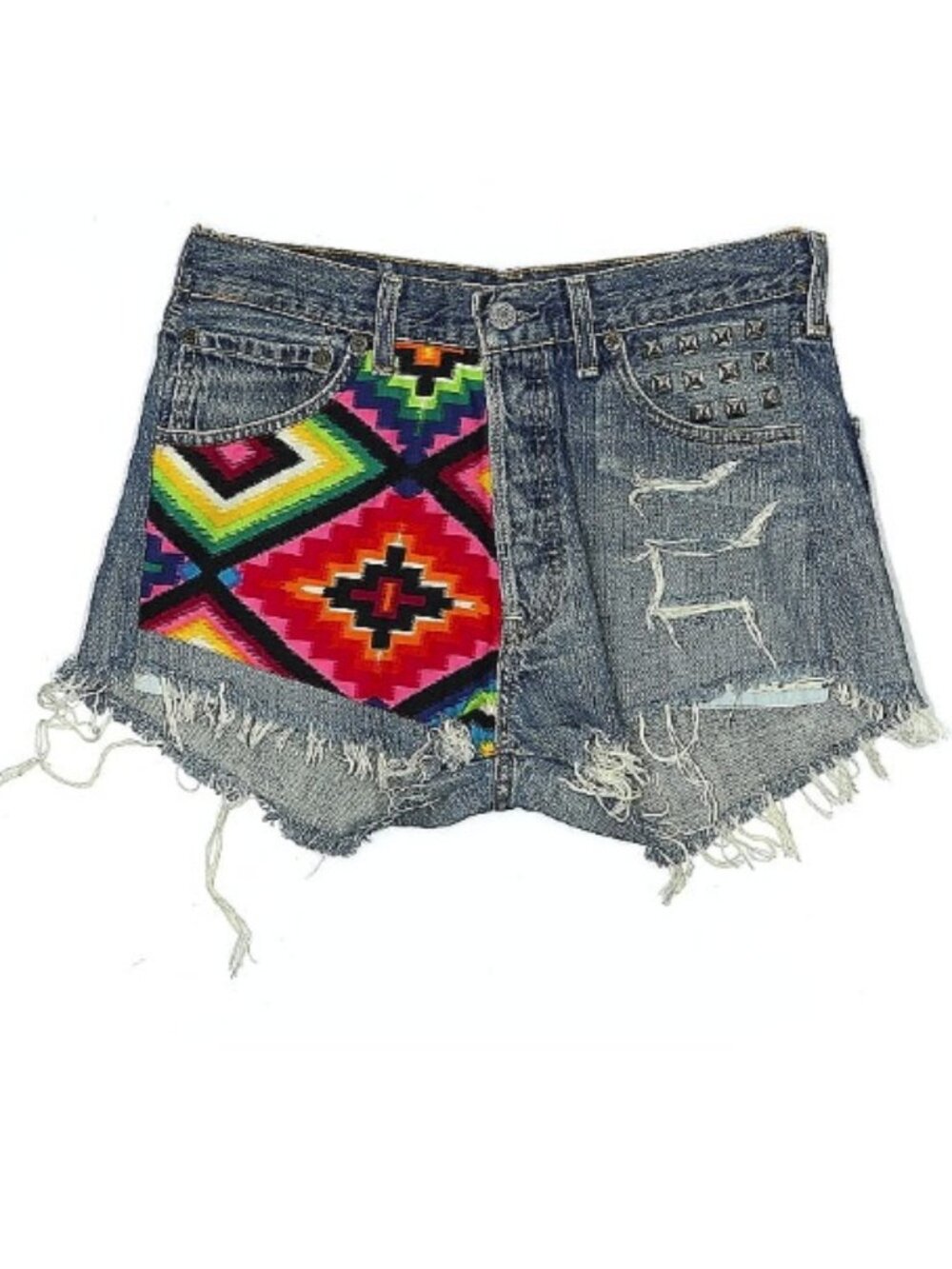 Aztec Print 501 Levis Denim Shorts - Large